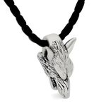 THE MEN THING WOLF HEAD SILVER - Alloy Pendant with 24inch Leather Cord Chain for Men & Boy