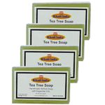 Herbal Khadi NATURAL TEA TREE SOAP High Grade Tea Tree Essential Oil, Nourishing, Brightening, Antibacterial and Antifungal Herbal Soap for Men & Women (Pack of 4) (500 g)