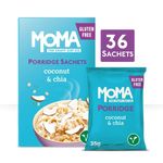 MOMA Porridge Sachets COCONUT & CHIA - Box of 36 x 35g - Breakfast Jumbo Oat with Natural Flavouring - Gluten Free, High in Fibre, & Rich in Vitamin B6 - Made in the UK