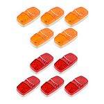 Double Bullseye 12-LED Sealed Side Marker Clearance Seal Lens Light For Trailer Truck Bus Lorry 12V-24V (Pack of 10, RED + Amber)