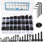 SATANTECH 1600PCS Metric Screw Assortment M2 M3 M4 M5, Grade 12.9 Alloy Steel Metric Bolts and Nuts Assortment Kit, Hex Socket Head Cap Metric Machine Screws Nuts and Bolts and Flat&Lock Washers Set