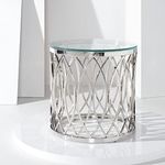 Safavieh Couture Home April Chrome Stainless Steel and Glass Top End Table