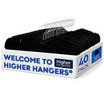 Higher Hangers Non-Slip Velvet Hangers, Slimline Space Saving Hangers for Clothes, Closet Organizer for College Dorms, RV’s, & More, Creates Closet Space, Reduces Wrinkles & Clutter, Black (40)