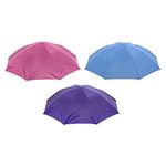 PATIKIL OD 27.2" Umbrella Hat Set, 3Pcs Oxford Fabric Folding Single Layer Sun Rain Cap with Head Strip for Outdoor Hiking Fishing Work, Purple Blue Red