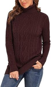 PrettyGuide Women's Long Sweater Turtleneck Pullover Tunic Sweater Tops M Coffee