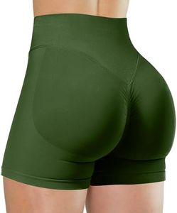 Unthewe Womens Workout Seamless Scrunch Butt Lifting Shorts High Waisted Tummy Control Gym Yoga Shorts(U516-Olive Green-L)