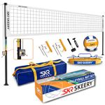 SKEERY Outdoor Heavy Duty Volleyball Net Set, Anti-Sag Design, Adjustable Aluminum Poles, Portable Volleyball Net for Backyard,Grass and Beach(White)