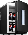 NORTHCLAN Mini Fridge for Bedrooms 15L, Small Drinks Fridge with ECO Quiet Mode for Skincare, Food, Office or Car, AC/DC 12V Powered, Black