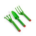 Bigjigs Toys Kids Gardening Tools Set - 3 Piece Garden Tools Toy Set with Hand Fork, Trowel and Rake, Quality Toddler Gardening Set for 18 months +