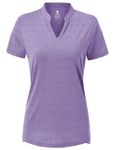 Rdruko Women's V Neck Golf Polo Shirts Collarless Short Sleeve Lightweight Quick Dry Tennis Running T-Shirts(Purple, CA M)