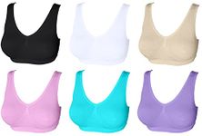 3 6 9 Pack Comfort Bra Women Girls Crop Top Seamless Bra Sleep Yoga Bralette Stretch Bras Sports Vest Wireless Post Surgery Bra Wire Free, 6 Pack, L