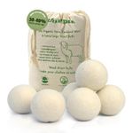 Natural Wool Dryer Balls - Fabric Softner Reducing Wrinkles and Resuable Pack of 6