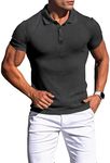 Agilelin Men's Muscle Slim Fit Polo Shirts Short Sleeve Stretch T-Shirts Casual Stylish Tee for Golf Workout(Grey/XS)