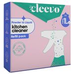 Cleevo Kitchen Cleaner Spray - Refill Pack (1L)| Powder To Liquid Cleaning Spray for Kitchen Surfaces | Tough Stain Surface Cleaner | Ideal for Gas Stove, Countertop, Chimney for Oil & Grease Removal