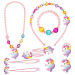 OSDUE Girls Jewelry Set, Necklace Earring Bracelet Ring Set, Jewelry Favors Set for Little Girl, Princess Dress Up Jewelry Party for Toddler Little Girl Play Party Favors, Birthday Gift