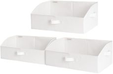 StorageWorks Closet Storage Bins, Trapezoid Storage Box, Foldable Closet Baskets and Bins for Shelves, Polyester Canvas Bins, White, Jumbo, 3-Pack