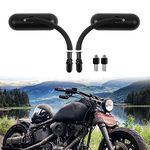 Black 8mm 10mm Motorcycle Mini Oval Rearview Mirrors For Dyna Softail Touring Sportster 883 1200 Electra Glide Cruisers Choppers