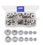 binifiMux 70Pcs Hexagon Serrated Flange Nuts Assortment Kit(7 Sizes), 304 Stainless Steel #6#8#10, 3/16" 1/4" 5/16" 3/8"