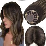 Full Shine 18 Inch Invisible Hair Topper Mono Base Human Topper 5 * 5 Inch Wiglet Highlight Balayage Color 2/8/2 Topper For Women with Thinning Hair Real Human Hair