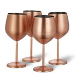 Oak & Steel - Stainless Steel Wine Glasses, 550ml (4, Rose Gold Matte)