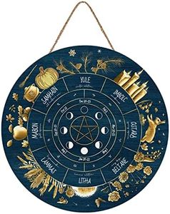 Aowotu Wheel of The Year Wood Sign 12", Sabbats Pagan Witch Sign, Wiccan Holidays, Wicca Calendar, Yule Altar, Celestial Sign, Vintage Handmade Sign