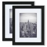 11x14 Picture Frame 2 Pack, Display Poster 8x10 with Mat or 11 x 14 Without Mat, Wall Gallery Photo Frames-Vertical or Horizontal Mounts & Ready to Hang,Photo Frames for Wall Mounting, Black