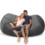 Comfy Sacks 7.5 ft Lounger Memory Foam Bean Bag Chair, Grey Pebble