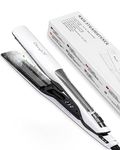 CkeyiN Steam Hair Straighteners, 1.6 inch Professional Ceramic Wide Plate Flat Iron with LCD Display Adjustable Temperature, Fast Heating Dual Voltage