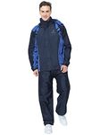 FabSeasons Lightweight Waterproof Raincoat set of Top & Bottom for Men's, with hood & Reflector at back (Dark Blue, 2XL)