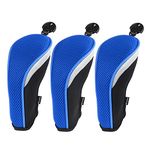 Andux 3 Pack Golf Hybrid Club Head Covers Dial No. Tag (All The Same Size) Black/Blue