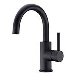 CREA Bar Sink Faucet in Black, Single-Handle 360° Swivel Farmhouse Bathroom Lavatory Sink Faucet Mixer, Small Kitchen Faucet Tap with 4 Inch Deck Plate, Black