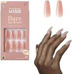 KISS Bare but Better Press On Nails, Nail glue included, 'Nude Glow', Orange, Long Size, Coffin Shape, Includes 28 Nails, 2g glue, 1 Manicure Stick, 1 Mini File