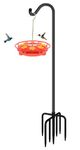 FEED GARDEN [Upgrade Version Adjustable Shepherds Hook Bird Feeder Pole with 7 Prongs Base, 76 Inch Tall Heavy Duty Outdoor Garden Poles for Hanging Bird Feeders, Plant Baskets, Black (1 Pack)