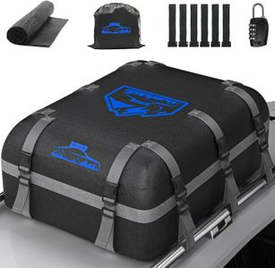 BOYUJK 20 Cubic Car Roof Bag – Waterproof 1000D, Fits Cars With/Without Rack, Anti-Slip Mat, 10 Straps, 566L