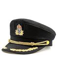 Funny World Yacht Captains Hat Ship Navy Sailor Cap Admiral, Black, One Size