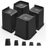 USION Bed Risers 6 inch Heavy Duty Furniture Risers, Up to 6000 Lbs L shaped Bed Lifts Blocks for Sofa Table Couch Desk Bookshelf (Black, 6IN-4PCS)
