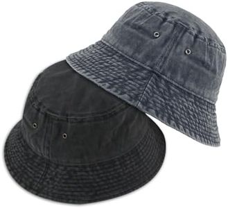 SKHAOVS 2 Piezas Sombrero del Pescador Bucket Hat Sombrero de Sol para Mujer Hombre Negro + Gris Sun Plegable Sombrero Playa Sombrero de Sol de Playa para Excursionismo Cámping Viaje