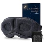 Zurzache Sleep Mask - Perfect Light Blockout 3D Comfort Ultra Soft Sleeping Mask for Women Men, No Pressure On Eyes, Ultra Soft & Comfortable Eye Shade Cover for Travel/Sleeping/Nap (Dark Grey)