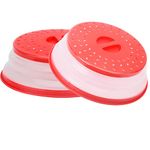 2 Pack Collapsible Microwave Plate Cover, Prevents Food Splatter, Microwave Cover for Food, Vented, BPA-Free & Non-Toxic, Easy Storage,10.5 Inch, Red