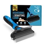 Fur Magic Deshedding and Dematting Comb Double Sided Undercoat Rake Pet Grooming Brush Removing Mats, Knots & Tangles for Dogs and Cats with Long and Medium Hair, Blue