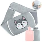 Mokani Hot Water Bottle Belt 118 cm Long, Wrap Around Wearable Soft Plush Hot Water Bottle with Cover UK, Rubber Warm Water Bag for Shoulder, Neck, Hand, Waist, Back, and Period Pain Relief, Grey