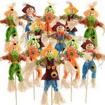 ZAUGONTW 12 PCS Halloween Scarecrow Decoration Outdoor, Fall Harvest Scarecrow Decor, Standing Scarecrow Decorations for Garden, Home, School, Yard, Porch, Thanksgiving Décor