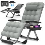 Suteck Oversized Zero Gravity Chair,29In XL Lounge Chair w/Removable Cushion&Headrest, Reclining Camping Chair w/Upgraded Lock and Footrest, Reclining Patio Chairs Recliner for Indoor Outdoor