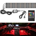 Interior Car LED Light Strip, Music Sound-Activated RGB Atmosphere Lights, Remote and APP Control, Waterproof Multicolor Car Accent Lighting