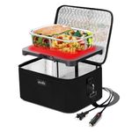 Aotto Portable Oven, Electric Lunch Box Food Heater - 12V/24V/110V 3-in-1 Car Food Warmer - Mini Personal Microwave Heated Lunch Box Warmer for Car, Truck, Travel, Office & Home Use - Black