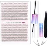 LANKIZ Lash Extension Kit, 560pcs Lash Clusters Kit, 12D Individual Lashes Wispy, Lash Bond & Seal with Lash Remover, 9/10/11/12/13/14/15mm Mix Cluster Lashes, DIY Eyelash Extension Kit at Home