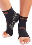 CopperJoint Foot Compression Sleeve - Plantar Fasciitis Socks for Arch Support, Achilles Tendonitis, and Foot Pain Relief - Toeless Socks For Everyday & Night Use - Copper Infused Nylon (Small)