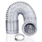 Enenes Heavy Duty 4 Inch Flexible Dryer Vent Exhaust Duct Hose 10 Feet for Tight Space, Extra Thick(6-ply) Aluminum Foil Ducting Kit with 2 Hose Clamps