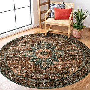 Moynesa Ultra-Thin Washable Round Rug - 5ft Entryway Round Rug Vintage Kitchen Mat, Non-Slip Non-Shedding Stain Resistant Bedroom Carpet for Indoor Living Dining Room Coffee Table Nursery