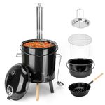 onlyfire 16L Cooking Pot for Outdoor Camping, 4 in 1 Multifunctional Wood/Charcoal Stove for Beef Stew, Chicken Roasting, Barbecue Grill